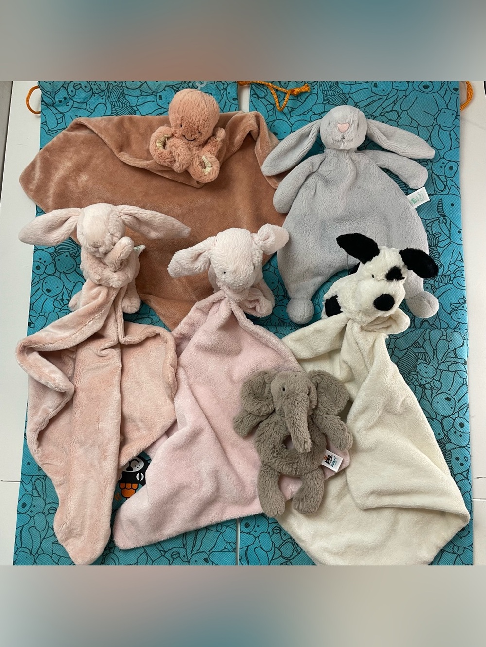 Jellycat Soft Plush Comforters Security Blanket Set of 6
